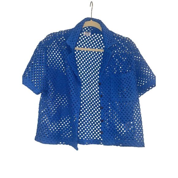 Cotton On Tops - ✨Cotton On Crochet Button Down Blue Sz 4 Top✨
